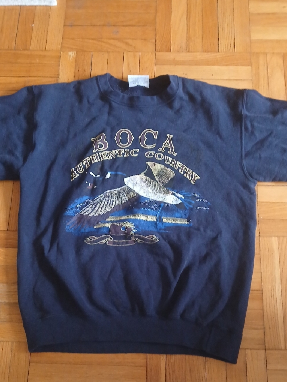 Gildani Authentic Country Navy Graphic Longsleeve Pullover Sweater Medium